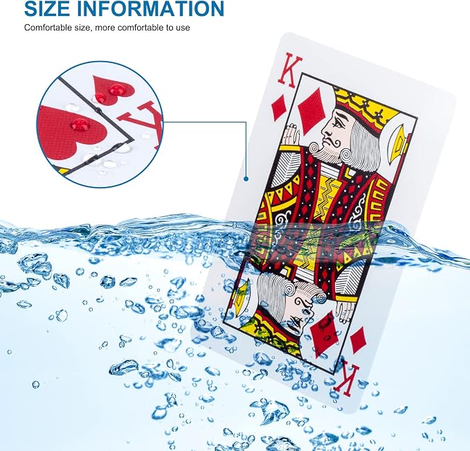 Plastic Playing Cards, 2 Packs Waterproof Poker Decks, Washable & Durable | 2 Packs, Plastic,Waterproof, large Pint，Poker Decks, Washable, Durable