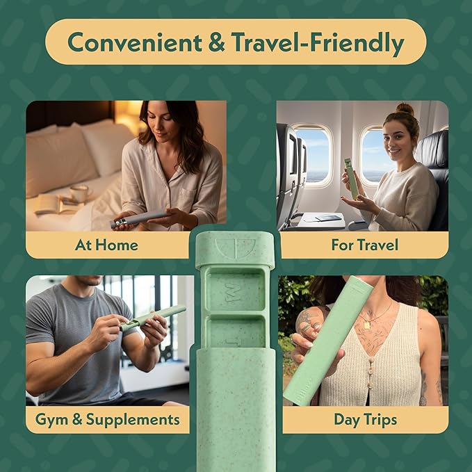 Pillar - 7 Day Pill Box Organiser | BPA-Free Wheat Straw Pill Organiser | Beautiful Tablet Organiser for Travel and Home (Off White)
