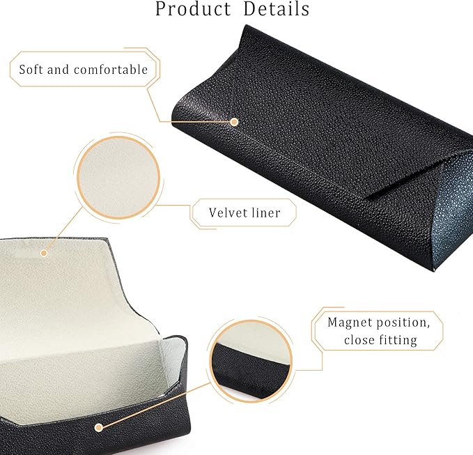 LifeArt Eyeglass Case Hard Shell, Portable Sunglass Case, Fashionable PU Leather Eyeglass Case, Lightweight