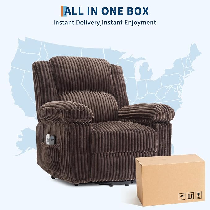 GarveeHome Power Lift Recliner Chair - Heat and Massage, Electric Lift Plush Recliner with Soft Padded Seat, Back Support & Armrests, Designed for the Elderly and People with Mobility impaired