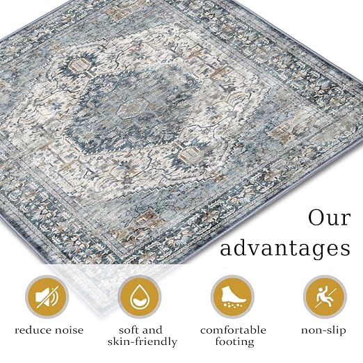 8”x 30” Carpet Stair, Anti-Slip Carpet Treads for Wooden Steps, Self-Adhesive Decorative Stair Runners, Slip-Resistant Treads for Indoor Wooden Staircases (1, Blue, 30X30 inch)