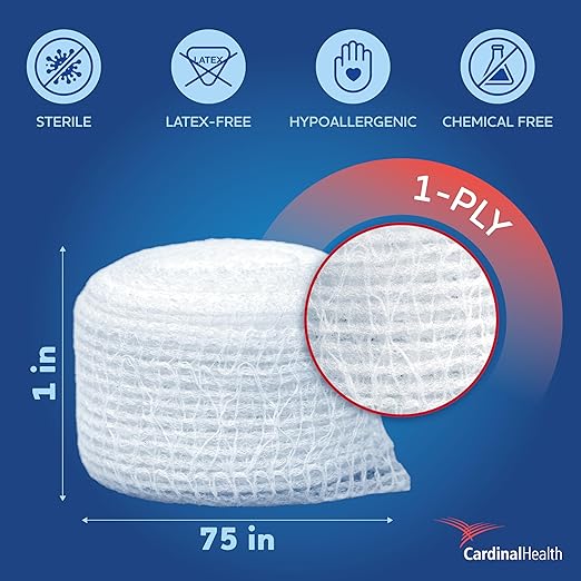Curity Conforming Bandage, Cotton/Polyester, 1-Ply, 1" x 75", Roll Shape, Sterile, 12 Count, 1 Pack | Cotton / Polyester, Roll Shape