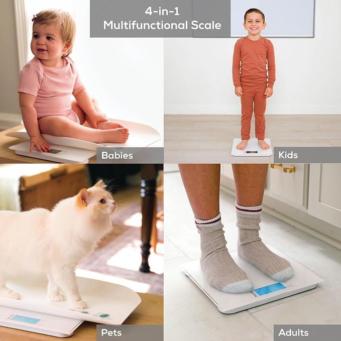 Beurer BY82 Multifunctional Baby Scale for Babies, Pets, Kids, & Adults up to 396lbs, Measures in 4 Units with Backlit Digital Display & Hold Function for Accuracy, Pet Scale for Cats and Dogs