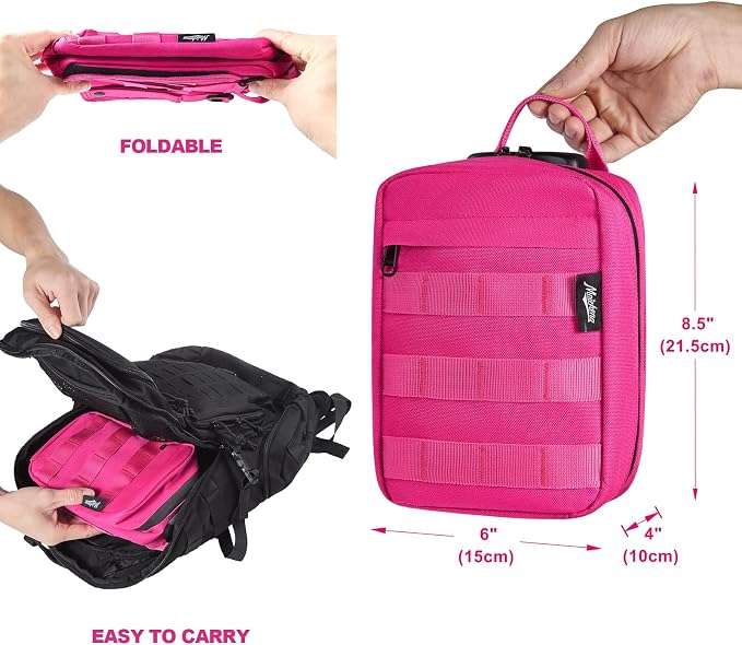 Storage Bag with Combination Lock, Small Travel Medicine Lock Box, Carbon Lined Tactical EDC Molle Bag Pouch, Money Cosmetic Organizer, Gifts for Women