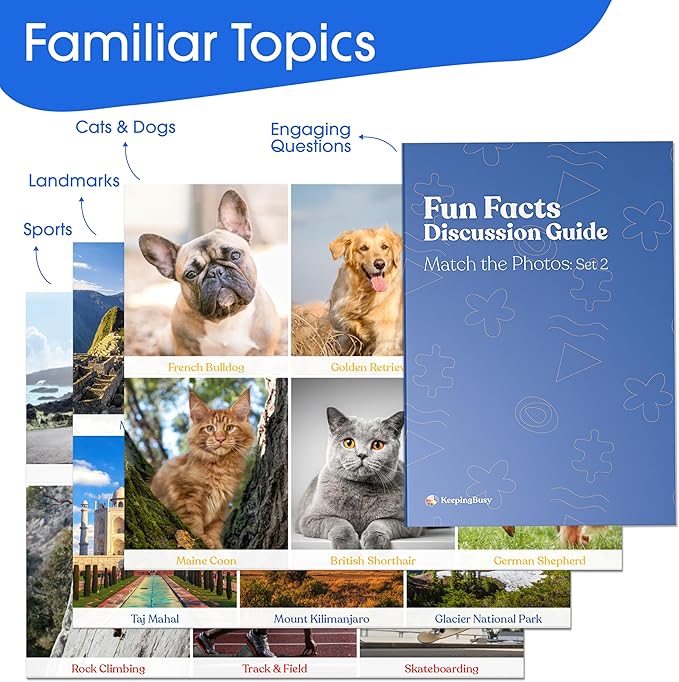 Keeping Busy Match The Photos with Fun Facts | Set 2 | Dementia Activities for Seniors | Dementia Products for Elderly Alzheimers Products for Elderly Memory Games for Seniors Memory Games for Adults