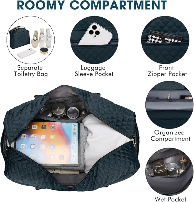 Travel Duffel Bags for Women with Shoe Compartment, Weekender Overnight Bag with Wet Pocket & Toiletry Bag, Carry On Personal Item Bag, Travel Tote Gym Bag, Hospital Bags for Labor and Delivery