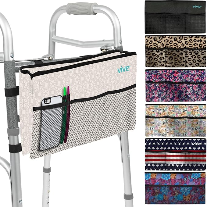 Vive Walker Bag - Accessories Wheelchair Basket Pouch (Water Resistant) - Seniors Caddy Accessory Attachment for Folding, Rolling Walkers - Carry Storage Carrier Tote - Lightweight, Universal Size