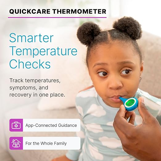 Kinsa QuickCare Smart Digital Thermometer, FDA Cleared | Medical termometro for oral, armpit or rectal readings for babies, kids and adults