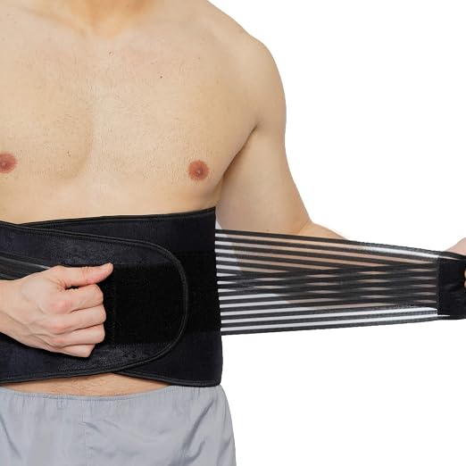 NeoTech Care Neoprene Back Brace for Men or Women - Adjustable & Breathable Lumbar Support Belt for Lower Back Pain (Black, Size XXXXL)