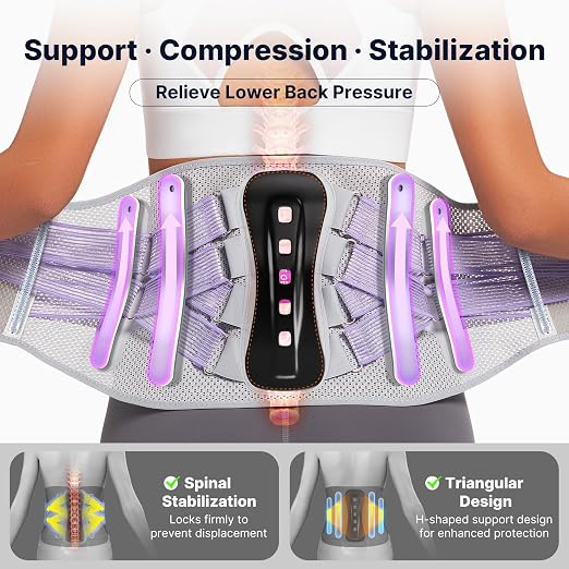 Fit Geno Back Brace for Women Lower Back Pain Relief: Adjustable Support with Ergonomic Lumbar Pad for Herniated Disc Sciatica and Lumbar Strain - Breathable Design (M)