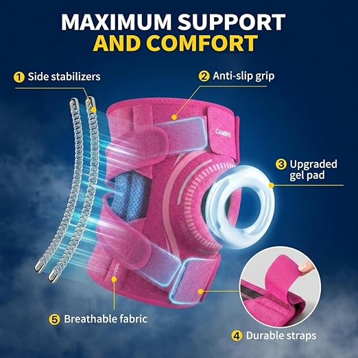 CAMBIVO ELITE Knee Brace with Side Stabilizers & Open Patella Gel Pad — Adjustable Support for Meniscus, Arthritis, ACL, MCL Recovery, Knee Support for Men and Women - Please Check Size Chart