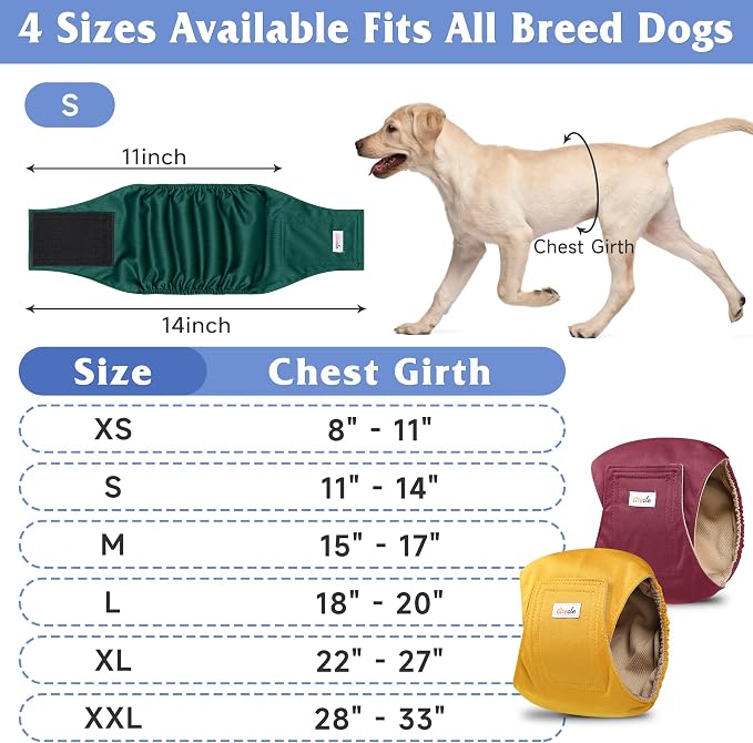5 Pack Dog Diapers Male Reusable, Premium Belly Bands for Dogs, High Absorbing Male Dog Pee Wraps for Doggie in Incontinence or Excitable Urination Red L