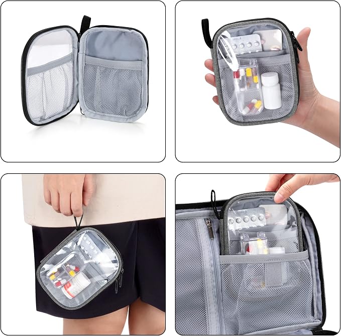 Trunab Medicine Storage and Organizer Bag Empty, Pill Bottle Organizer | with Portable Small Pouch, Home First Aid Box for Emergency Medication, Supplements or Medical Kits (Bag Only)