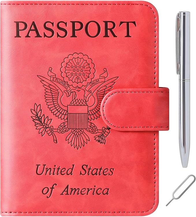 LOHASLIFE Passport Holder for Travel Essentials, Passport Cover Wallet | Leather Rfid Blocking Card Case, Travel Accessories, Vacation Luggage Must Haves, for Men Women