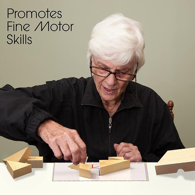 Keeping Busy Tangram Dementia Activities for Seniors | Alzheimer Products for Elderly Patients | Fun Memory Game Toy & Cognitive Brain Puzzle for Senior Citizens w/Memory Loss or Alzheimers