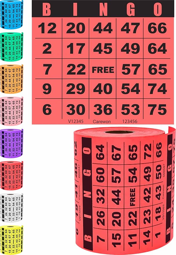 250 Bingo Cards, Large 4.5 x 4.5 Inch, Red, Paper Bingo Sheets | 8 Color Options, Premium Cardstock, Disposable with Daubers or Reusable with Chips — Proudly Made in USA