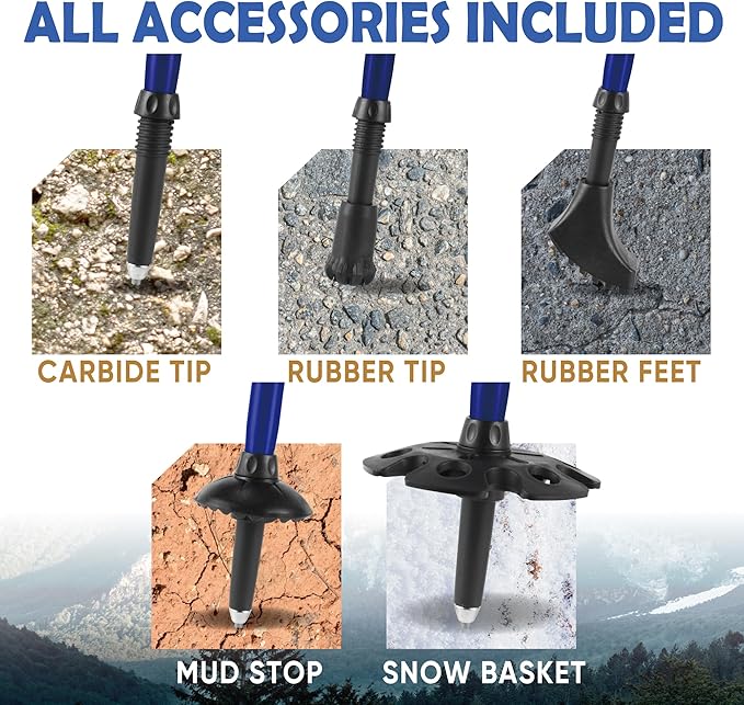 Trekology Trek-Z Collapsible Hiking & Trekking Poles - Balance Support for Seniors, Women, and Men, 2pc Per Set