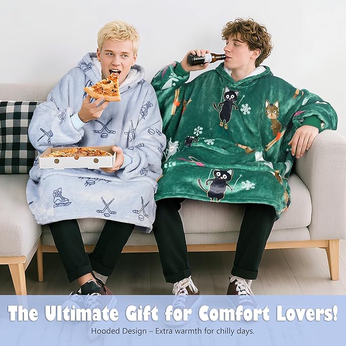 Catalonia Oversized Blanket Hoodie Sweatshirt, Wearable Sherpa Lounging Pullover for Adults Women Men
