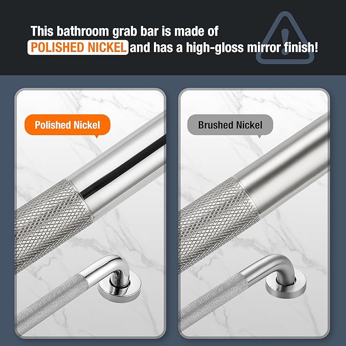 Grab Bars for Shower, 2 Pack 32-Inch Anti Slip Shower Handles for Elderly, Safety Shower Grab Bar, Stainless Steel Handicap Grab Bars for Bathroom (Polished Nickel 1" Diameter)