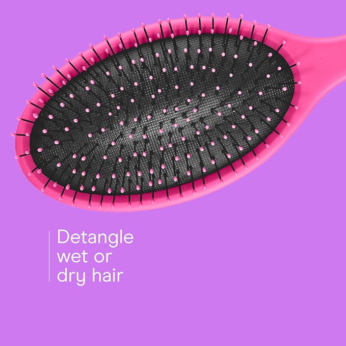 Conair Detangling Hair Brush Set, Wet or Dry Hair, 3-Pack | Ideal wet hair brush or dry hair brush on all hair types, ball-tipped bristles & paddle-brush design gentle detangle strands