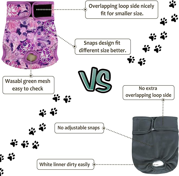 Female Dog Diapers - Premium Reusable Diapers for Doggie in Heat - for Pet Incontinence with Adjustable Snaps Butterfly, XXL