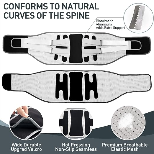Back Brace for Lower Back Pain - Lumbar Support with Bionic Support System, Adjustable Belt for Men Women, Relieves Sciatica, Herniated Disc, Scoliosis, Posture Correction for Workout, Daily Use, Heavy Lifting(Black,Small)