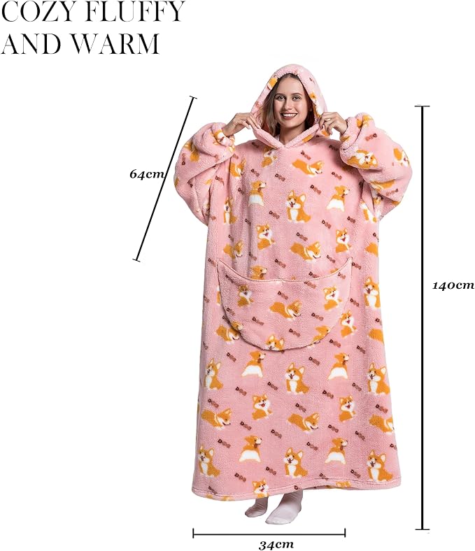Blanket Hoodie, Long Hooded Blanket Sweatshirt as Birthday Gifts for Women Men, Long Wearable Blanket for Women Men.