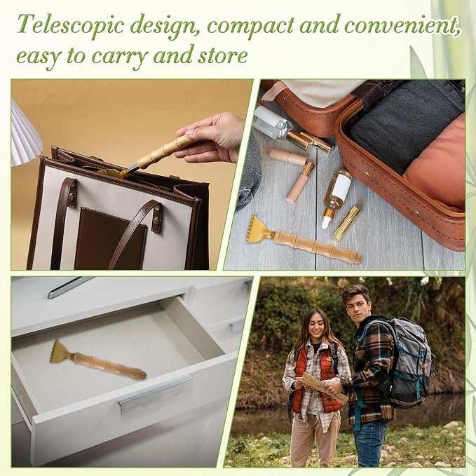 Extendable Bamboo Backscratcher, Portable Back Scratcher Telescoping Body Scratcher for Men Women