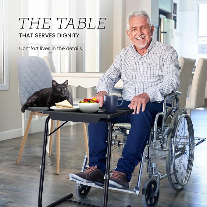 Adjustable TV Tray Table - 6 Height & 3 Tilt Angle Settings | Multifunctional Foldable Tray Table for Eating Laptop Dinner or Bed Use | Easy to Assemble & Store | Portable Desk
