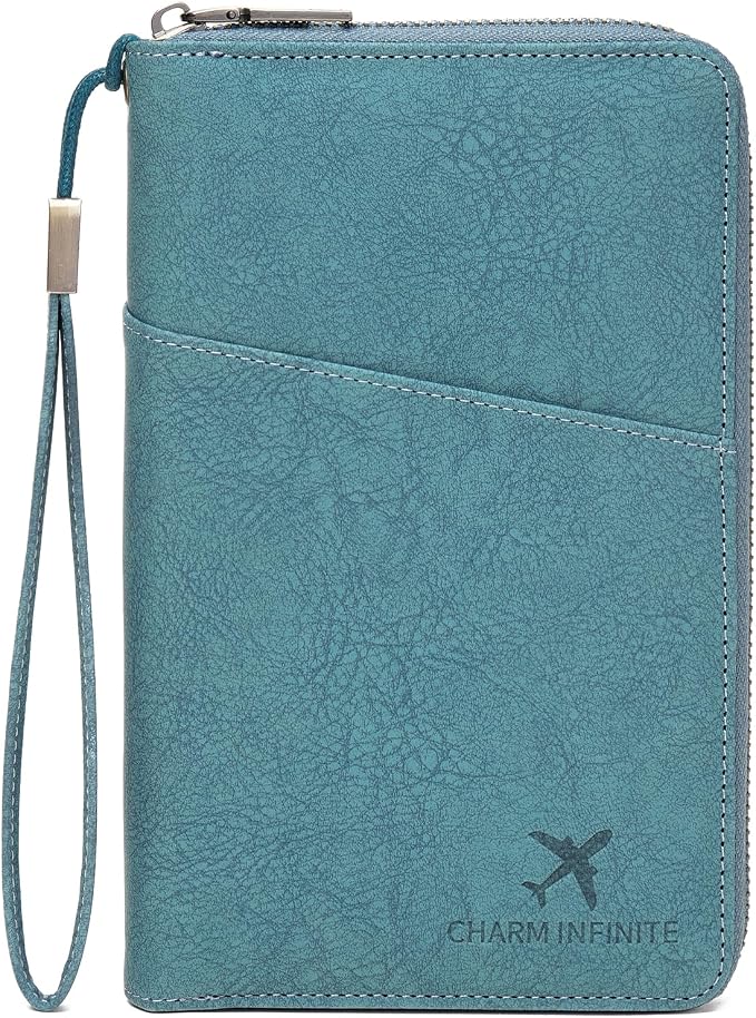 Family Passport Holder Wallet RFID Blocking Zippered Passport Wallet,Women and Men Travel Wallet Ladies Passport Cover