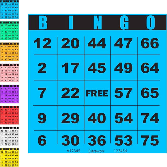 100 Bingo Cards, Large 4.5 x 4.5 Inch, Blue, Paper Bingo Sheets | 8 Color Options, Premium Cardstock, Disposable with Daubers or Reusable with Chips — Proudly Made in USA