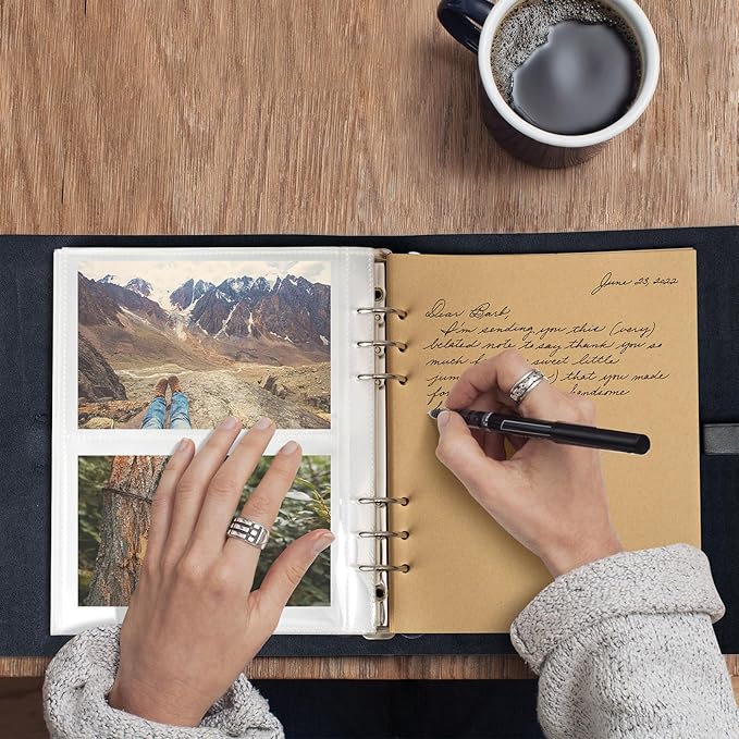 Photo Album 4x6 300 Photos,Genuine Leather Photo Albums with Writing Space with 30 Writing Paper, Travel Family Wedding Kids Graduation Ultrasound Baby Picture Album Scrapbook Photo Album（Love Tree）