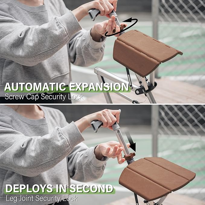 STEP2GOLD Ta-Da Chair, Portable Trekking Hiking Pole, Folding Walking Stick with Seat, Walking Cane with Chair, Foldable Chair, Lightweight Aluminum, Easy Carry and Storage, Anti-Slip