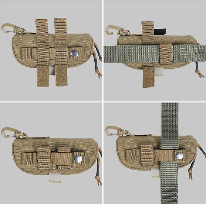 ONETIGRIS Tactical Hard Shell Eyeglasses Case Molle Zipper Sunglasses Pouch Shockproof Crush Resistant for Outdoor Activities