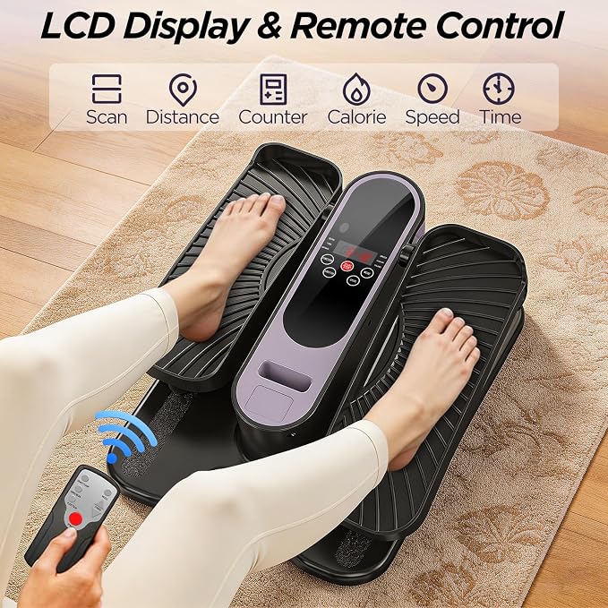 Under Desk Elliptical Machine for Senior Mini Elliptical Leg Exerciser with Remote Quiet Portable Electric Seated Foot Pedal Exerciser for Home Office