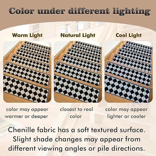 Non Slip Stair Treads for Wooden Steps, 1 Pack 30"x30" Washable Carpet | 30x30 in soft chenille polyester stair treads with reusable TPE backing for indoor wood stairs, dogs, kids, and seniors