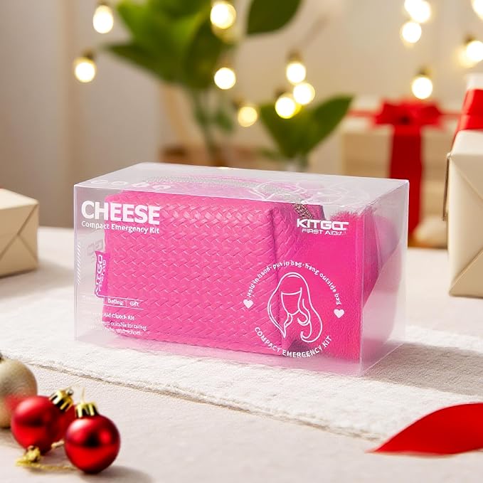 Kitgo Mini First Aid Emergency Clutch Kit -Mother Day Gift Compact Safety Pouch Party Bag with 27 Essential Items for Girl Lady Mother Wife Nurse for Girl Lady Mother Wife Nurse