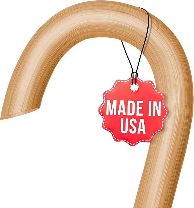 Cane Masters Handmade Wooden Classic American Walking Cane | Highly Durable American Hickory Wood Walking Cane | Ergonomic Handle and Body Grip, Anti-Slip Rubber Tip Wood