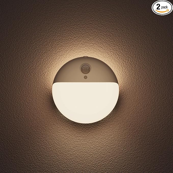 2 Pack Motion Sensor Light Indoor, 2.6" Small Stick on Lights for Stairs, Bathroom, Dimmable Battery Night Light, 3 Light Modes, Soft LED Light for Travel, Toliets, Bedroom, Kids, Warm White | 2 Pack, 3 Modes, Dimmable 1-15lm, Low Light No Plug, Small ...