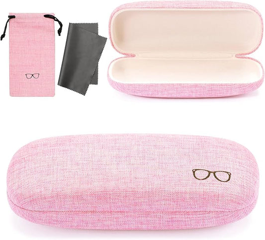 Vemiss Hard Shell Sunglasses Case, Large Linen Fabric Protective Glasses Case for Men Women