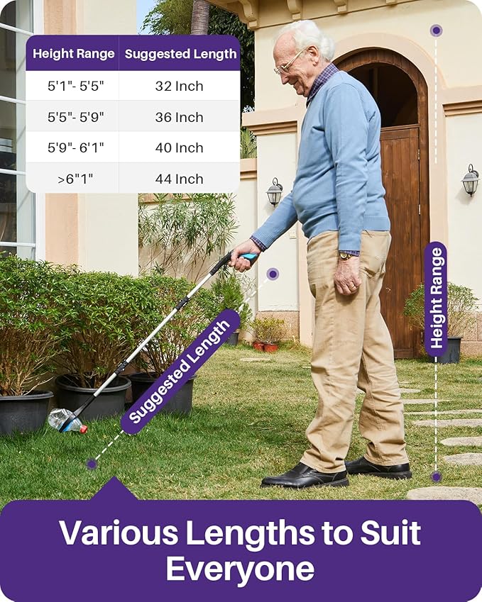 Kekoy 44 Inch Grabber Reacher Tool for Seniors, Foldable Reacher Grabbers Pickup Stick with Anti-Slip 360° Rotating Jaw, 4" Wide Extended Claw with Magnet for Disabled, After Surgery Recovery