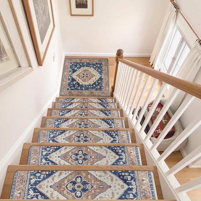 OJIA Stair Treads Non-Slip Square Capet Stair Treads 31"x31" Landing Mat | Square Capet Stair Treads Rubber Backing Stair Runner Anti-Slip Stair Matching Mat Carpet for Stairs