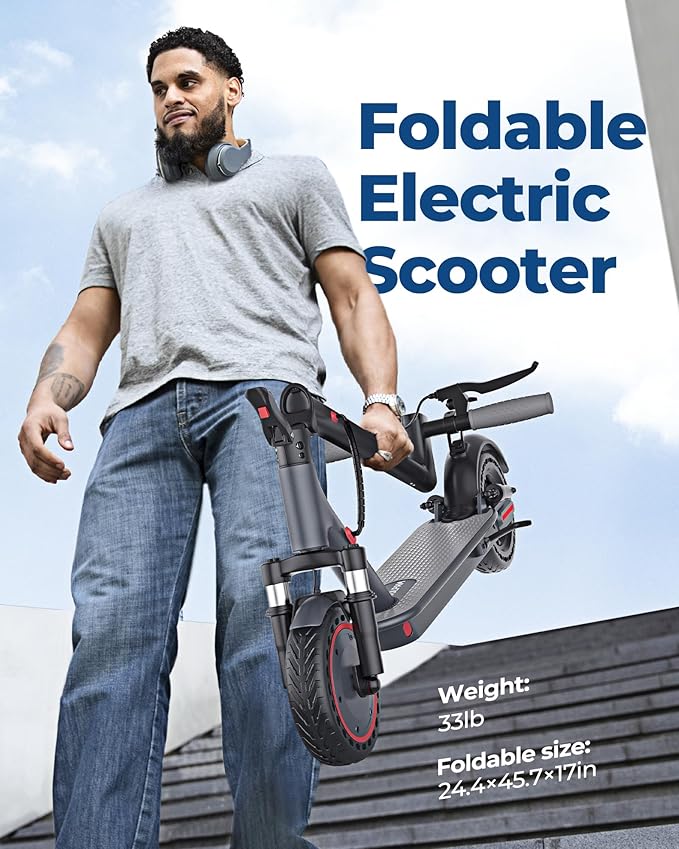 VOLPAM Electric Scooter, 350W/500W Powerful Motor, 8.5"/10" Solid Tires, 19/22Mph, 28/23/21/16 Miles Max Range, Dual Braking