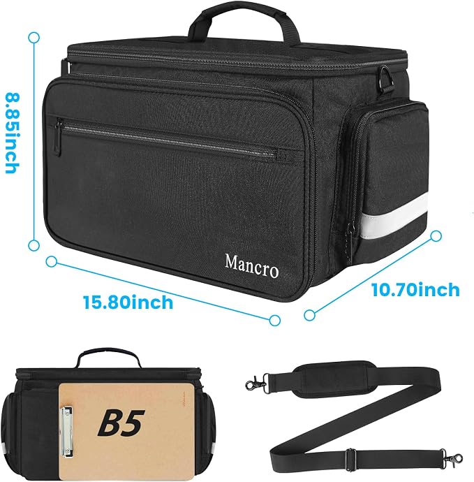 Mancro Medical Bag, Home Health Nurse Bag with Nonslip Bottom, Black | Large Capacity, with Removable Shoulder Strap, Water-Resistant Empty First Aid Organizer for Medical Student, Therapist