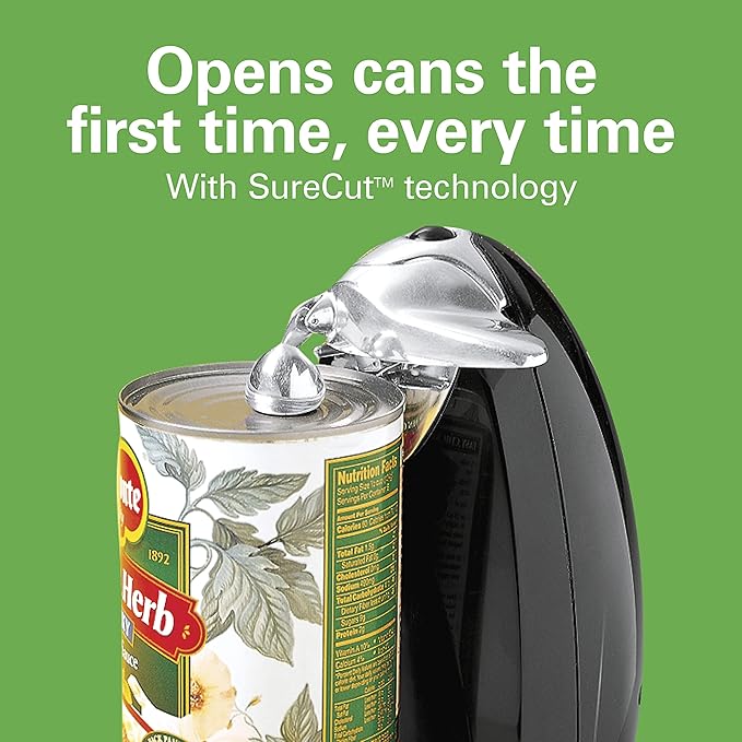 Hamilton Beach Electric Automatic Can Opener with Auto Shutoff,Knife Sharpener,Cord Storage,and SureCut Patented Technology,Extra Tall,Black,(Pack of 2)