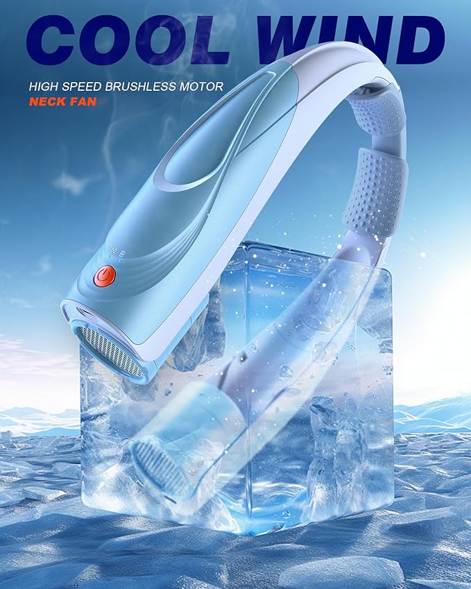 Portable Neck Fan - 6000mAh Rechargeable Personal Fan with 6 Speeds, 360° Cooling Surround Airflow, 20H Long Battery Life Hands-Free Wearable Fan for Outdoor Travel, Office, and Sports
