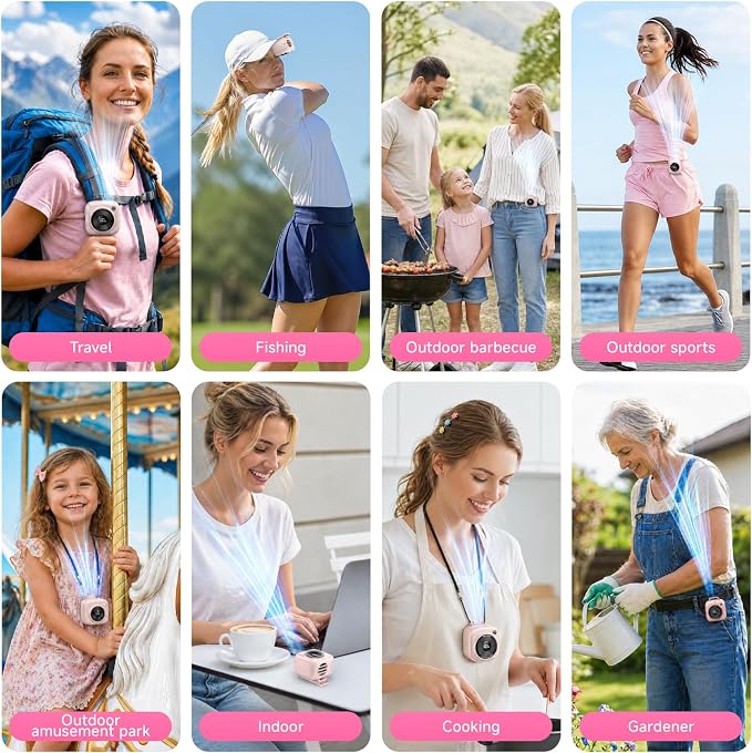 Portable Waist Fan, Rechargeable Wearable Fan w/ LED Display, 3 Speeds, 3000mAh Battery, 10H Runtime, Mini Turbo Airflow, Clip on Belt/Shirt/Hat,Travel Essentials Gift for Women,Makeup,Concert -2 PACK