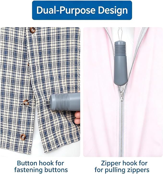4 Pack Button Hook and Zipper Pull Tool,Ergonomic Wide Grip Button Hook Helper, One Hand Dressing Aid, Snag Free Fabric Friendly Tools for Elderly, Arthritis, Limited Dexterity Hands
