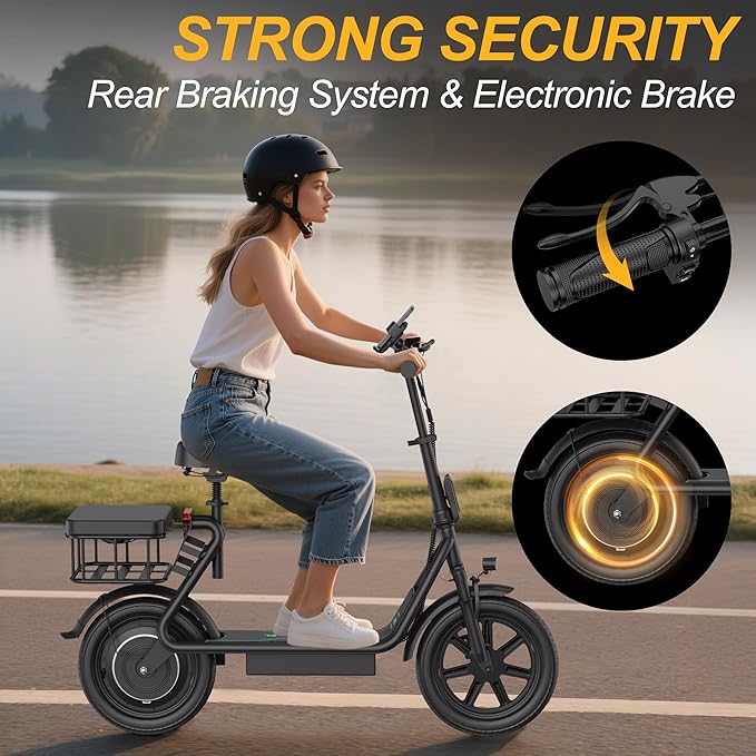 Electric Scooter for Adults, Folding E Scooter with 350W/500W Motor 16-24 Mph Top Speed, Max 15-60 Miles Long Range, 6.5''/8.5''/10''/14'' Solid Tires Commuting Scooters, Dual Brakes, APP