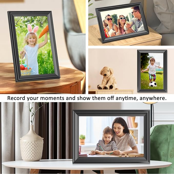 Digital Picture Frame, 10.1 Inch WiFi Photo Frame Electronic, IPS HD Display Touch Screen,16GB Storage, Wall Mountable, Auto-Rotate, Share Photos and Video via Uhale App